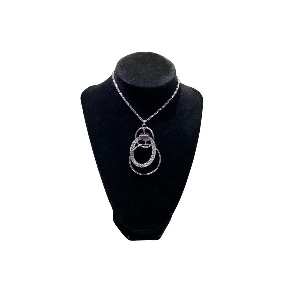 Abstract Style Silver Hoop Necklace